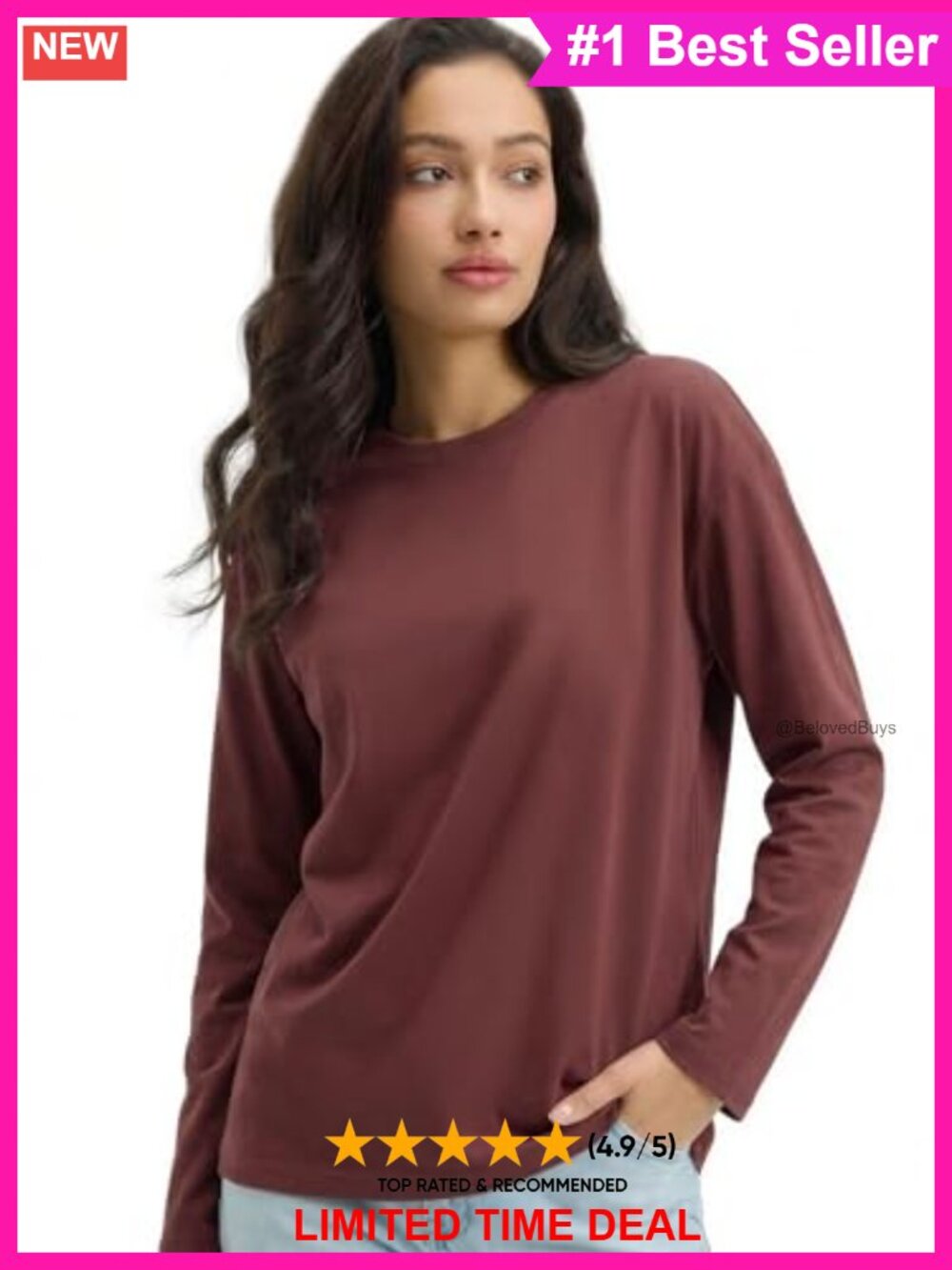 100% Cotton Long Sleeve Crew Neck T-Shirt Midweight Breathable Tee